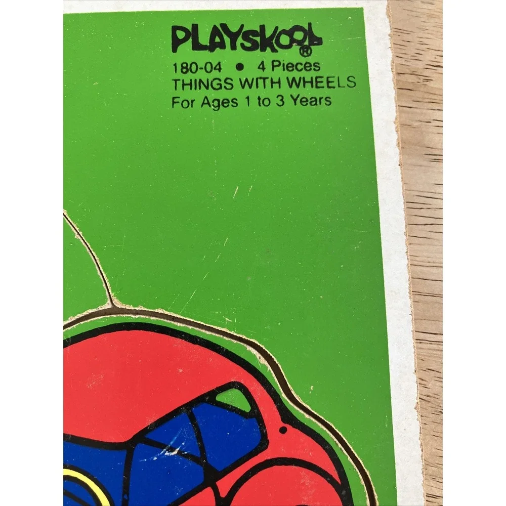 Vintage PlaySkool‎ Wooden Puzzle 4 Pieces 180-04 Things with Wheels Made USA